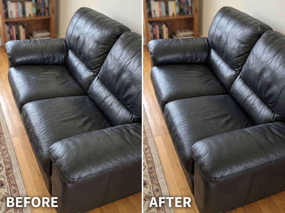 Leather seating: before and after comparison